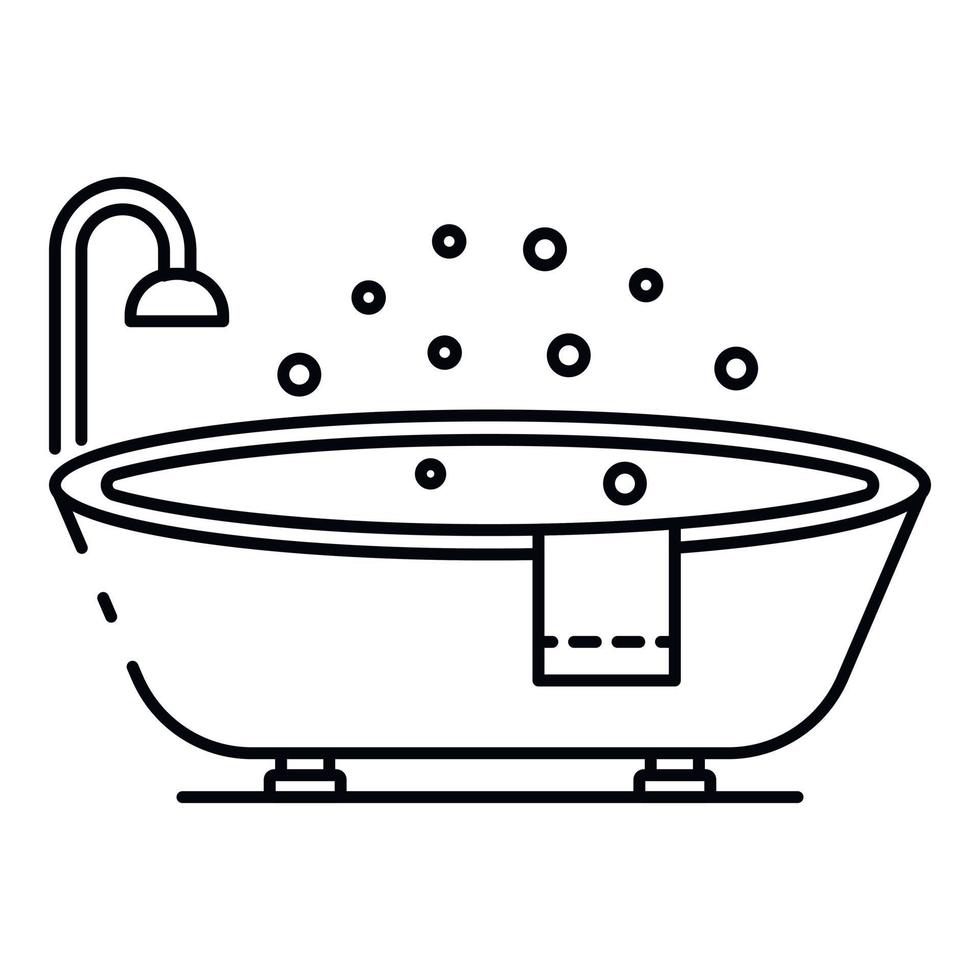 icône de baignoire ovale moderne, style de contour vecteur