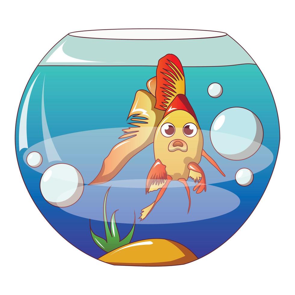 poisson rouge dans l'icône de l'aquarium, style cartoon vecteur