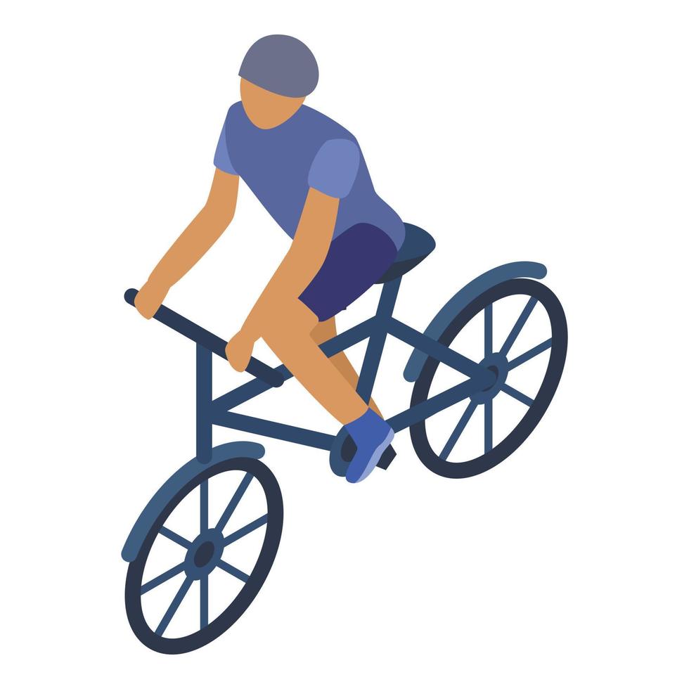 icône de vélo de tour de garçon, style isométrique vecteur