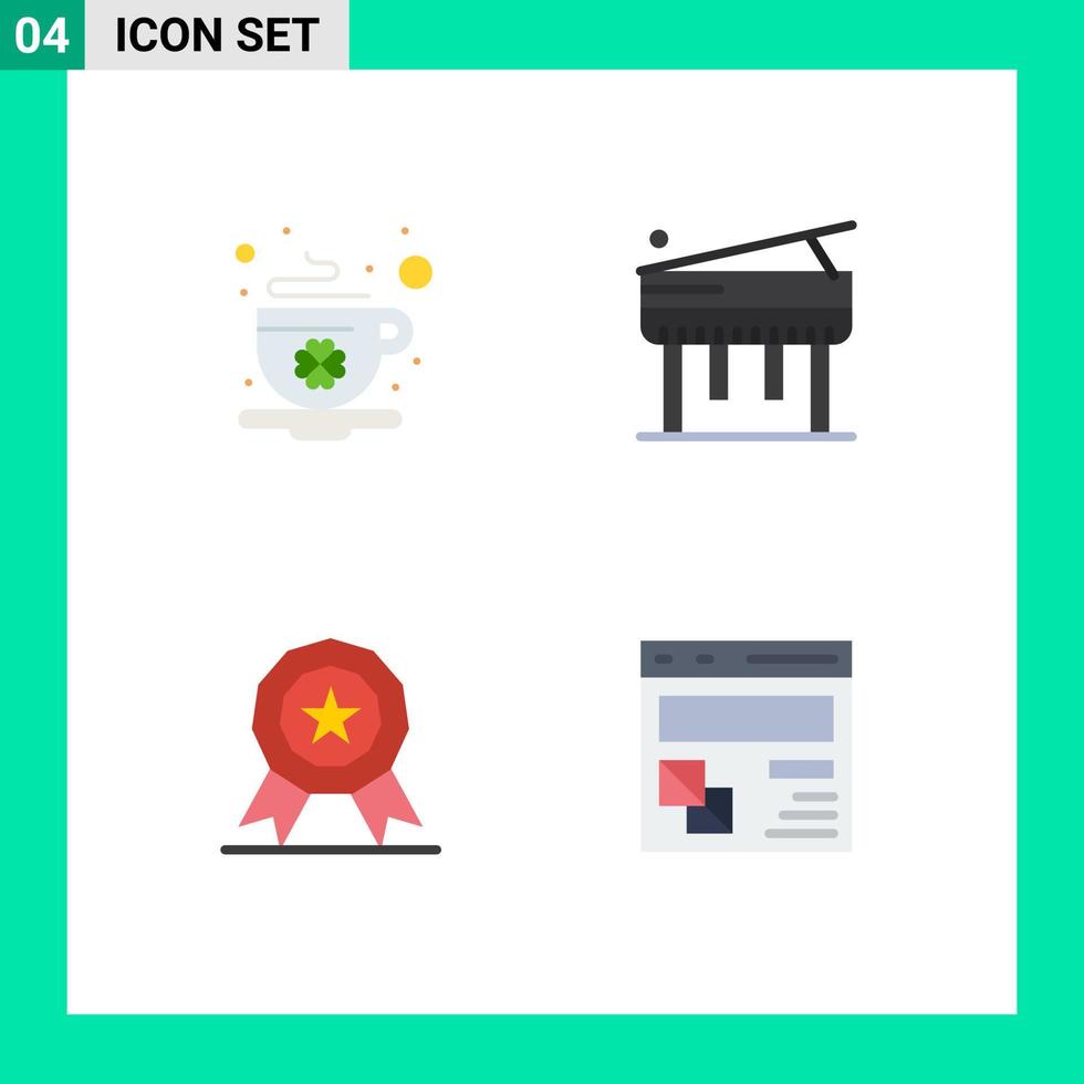 4 concept d'icône plate pour les sites Web mobiles et les applications piano de jour de récompense de café développer des éléments de conception vectoriels modifiables vecteur
