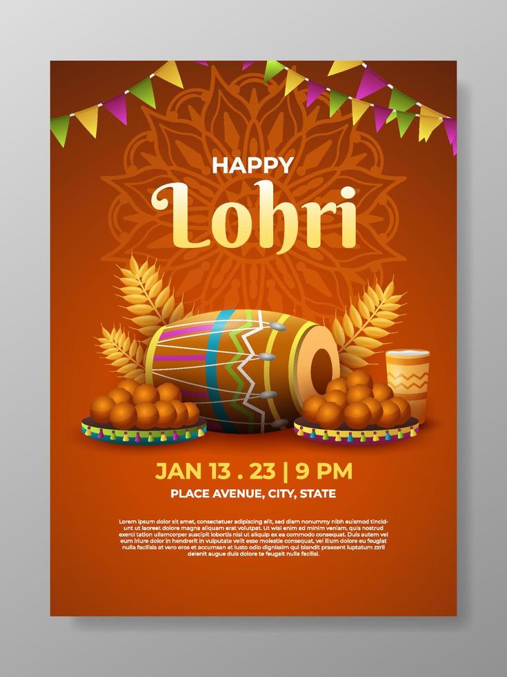 modèle d'affiche du festival lohri vecteur