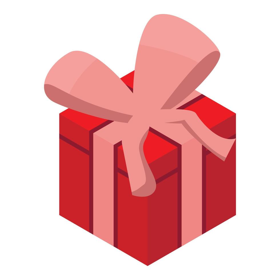 icône de boîte cadeau rouge, style isométrique vecteur