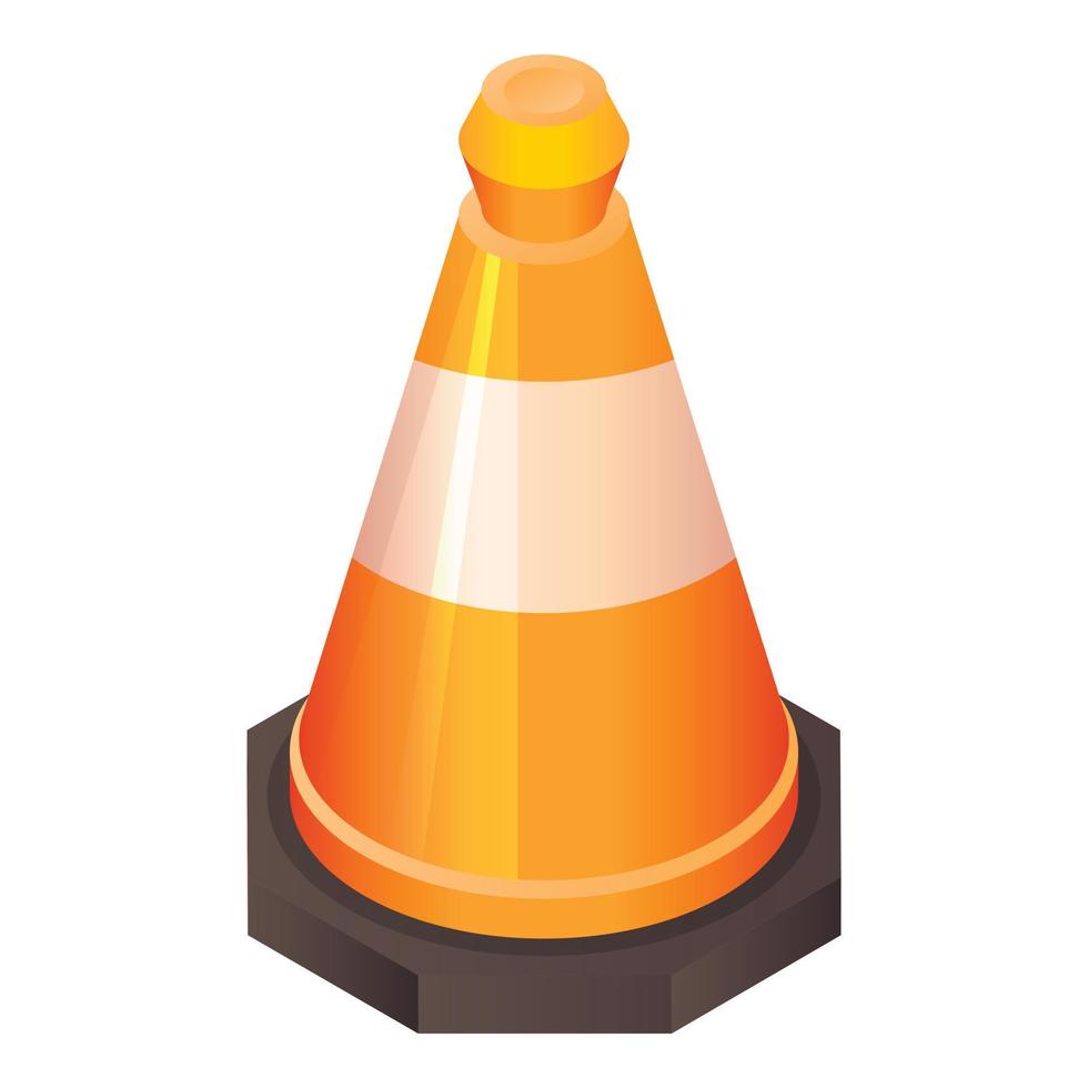 icône de cône de route orange, style isométrique vecteur
