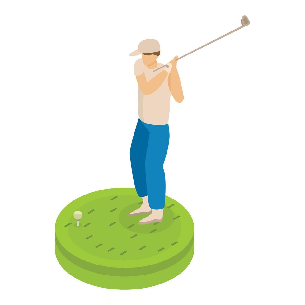 homme jouant au golf, icône de style isométrique vecteur
