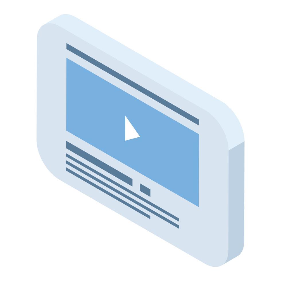 icône de la page de lecture vidéo Web, style isométrique vecteur