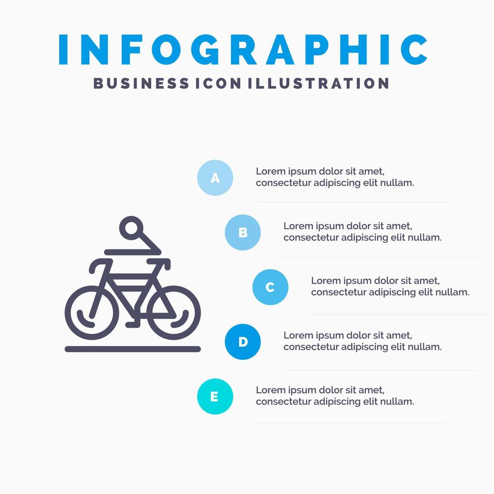 activité vélo vélo vélo vélo ligne icône avec 5 étapes présentation infographie arrière-plan vecteur