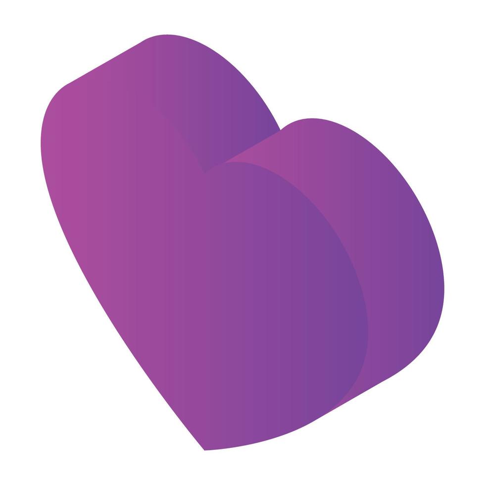 icône de coeur violet, style isométrique vecteur