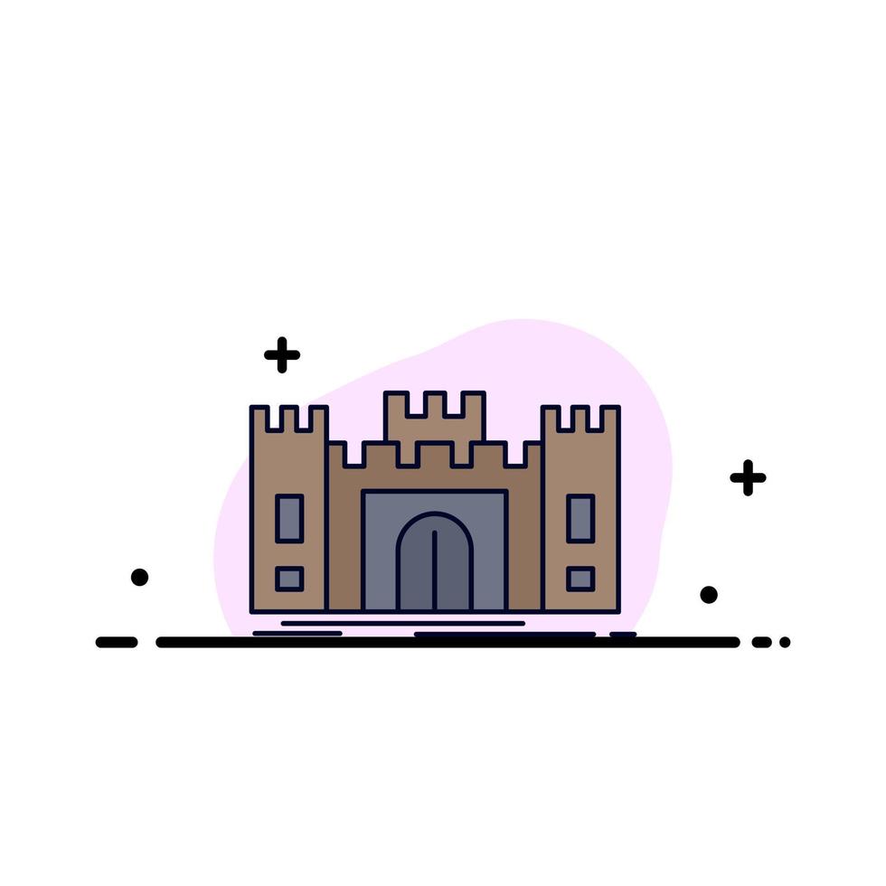 château défense fort forteresse point de repère plat couleur icône vecteur