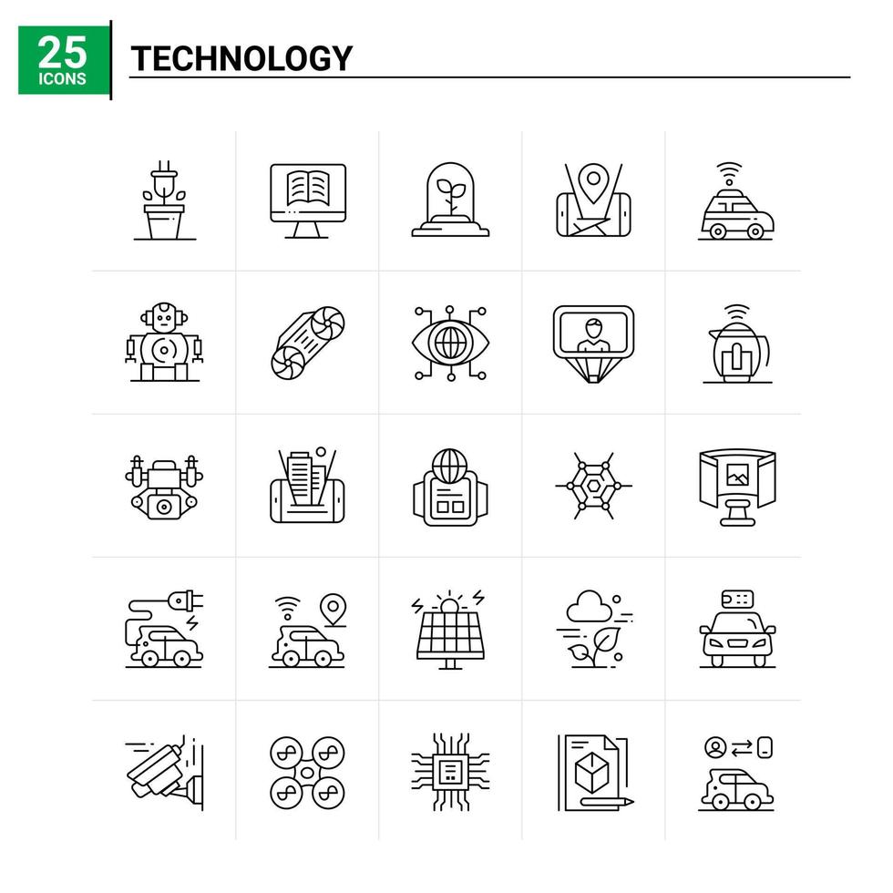 25 technologie icon set vector background