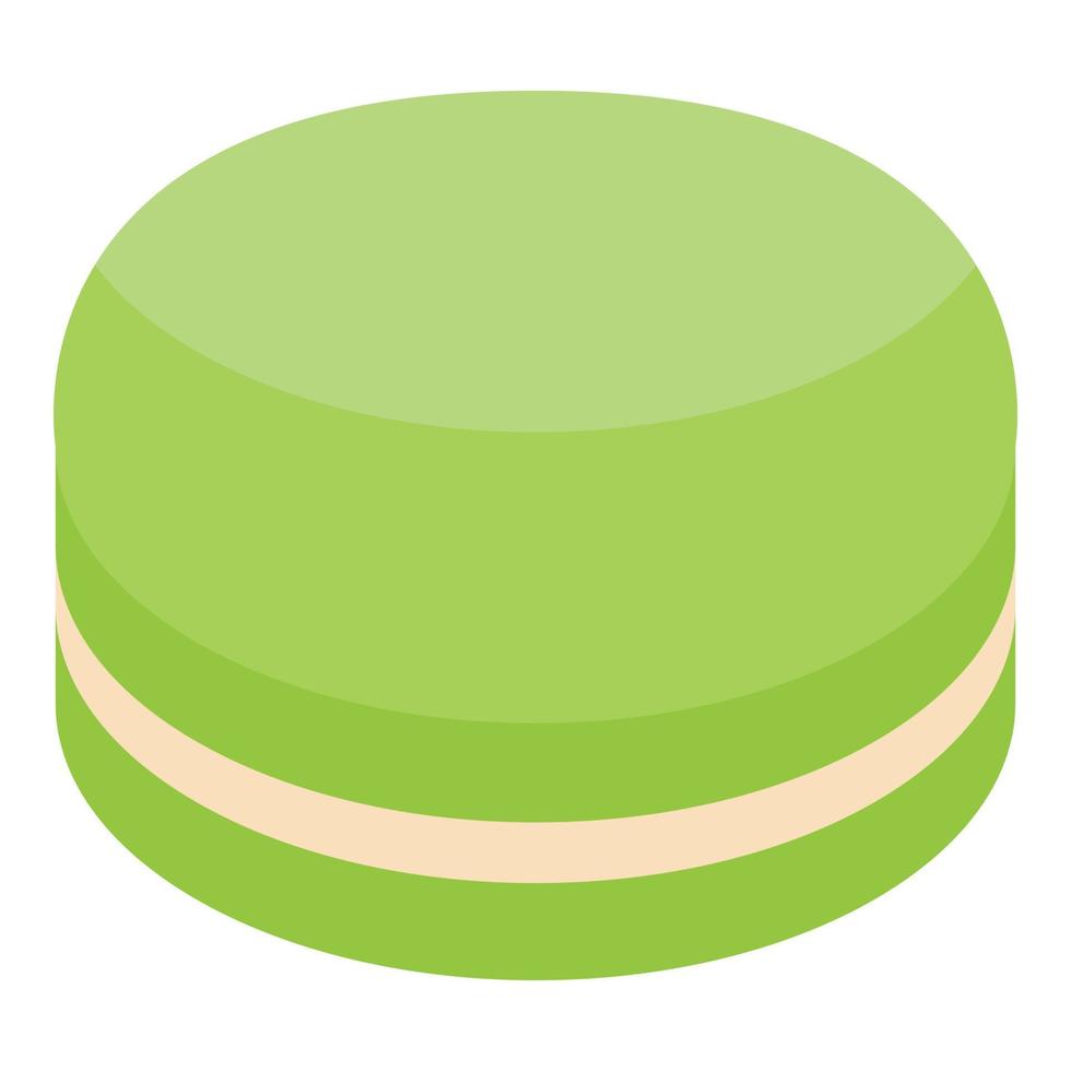 icône de macaron vert, style isométrique vecteur