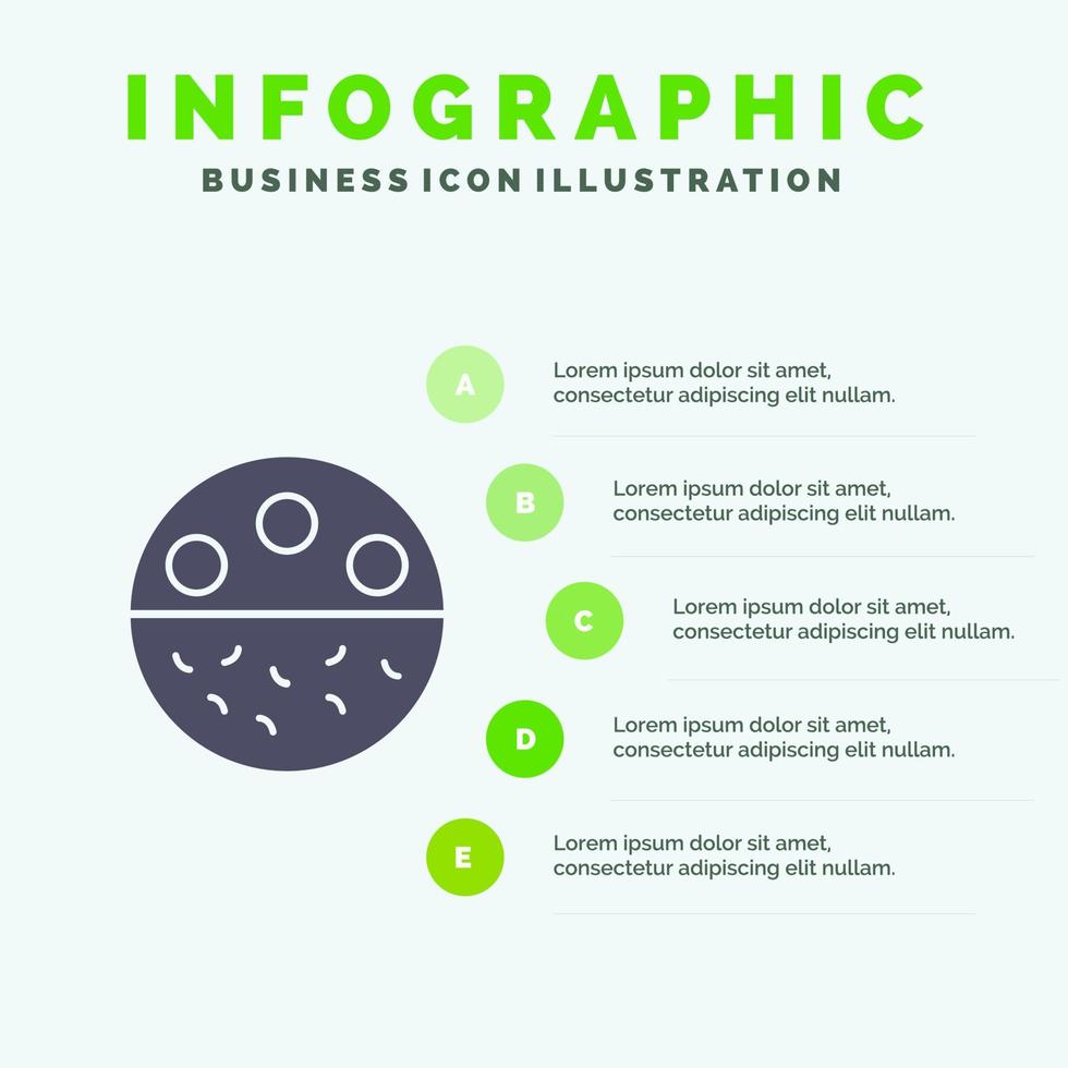 os calcium minéral soins de la peau force solide icône infographie 5 étapes présentation arrière-plan vecteur