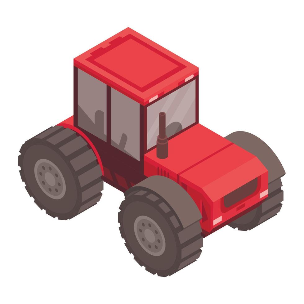 icône de tracteur rouge, style isométrique vecteur