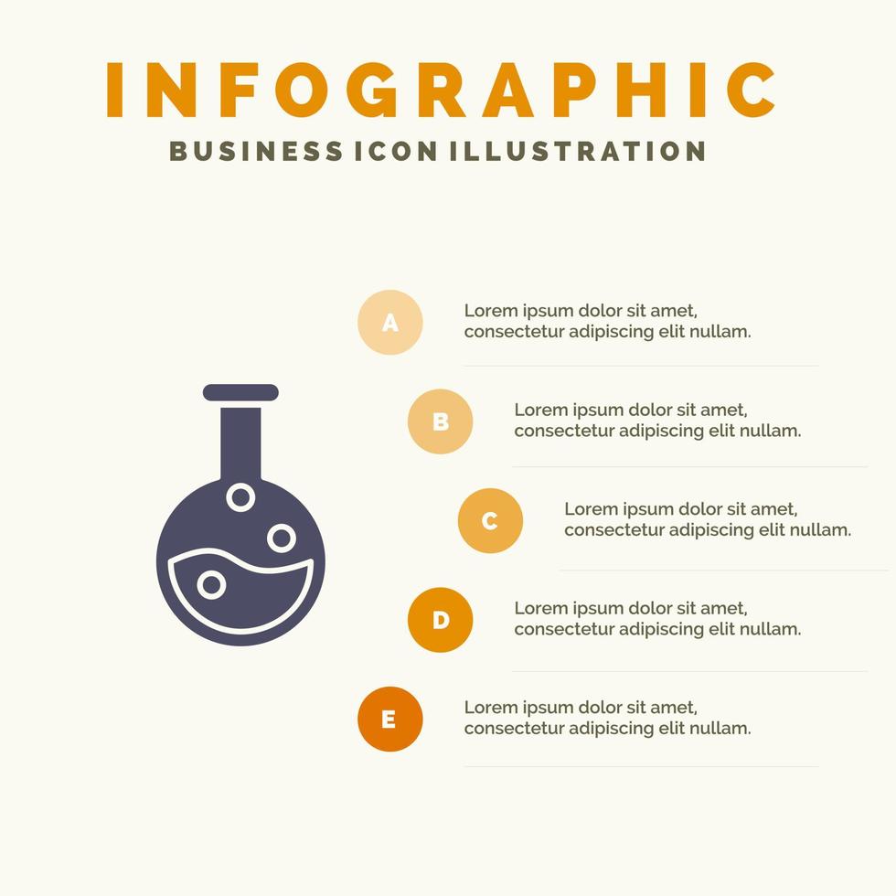 éducation laboratoire laboratoire solide icône infographie 5 étapes présentation fond vecteur