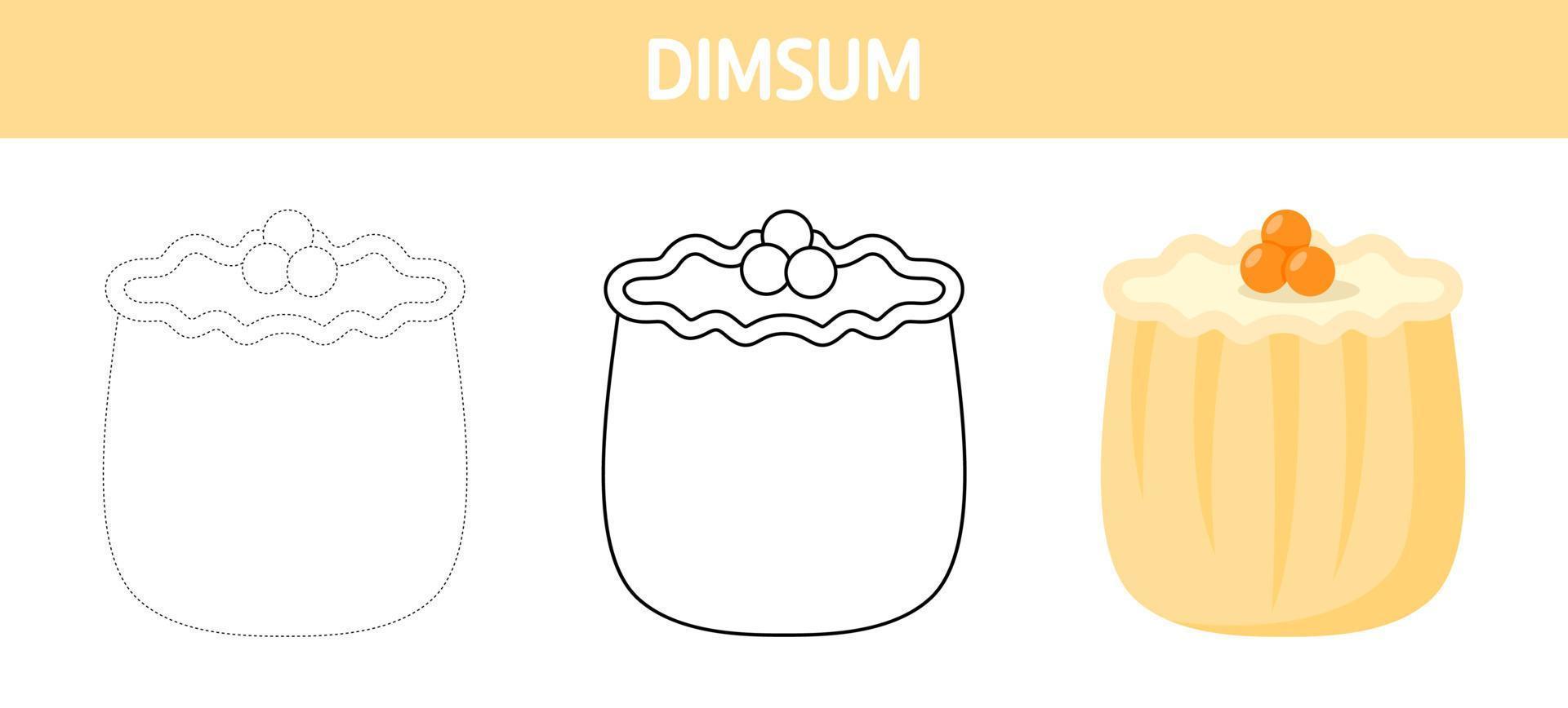 feuille de travail de traçage et de coloriage dimsum pour les enfants vecteur