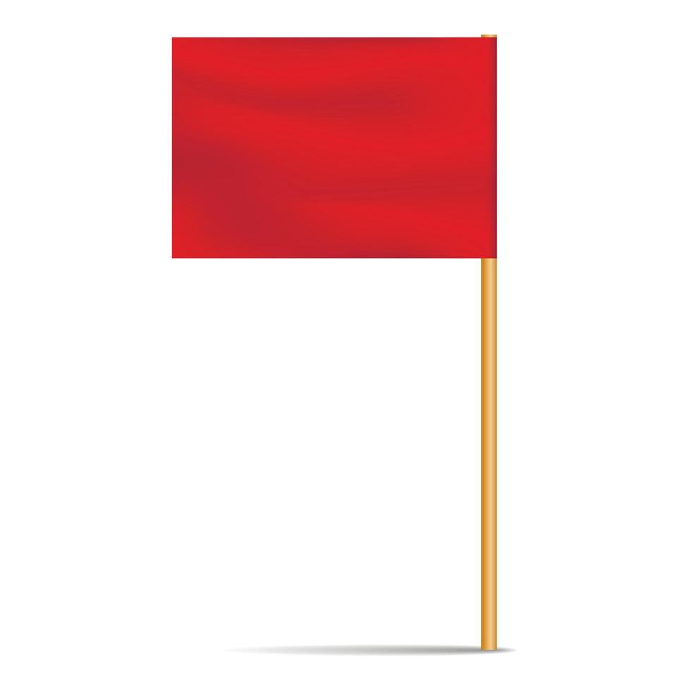 icône de drapeau de bureau rouge, style réaliste vecteur