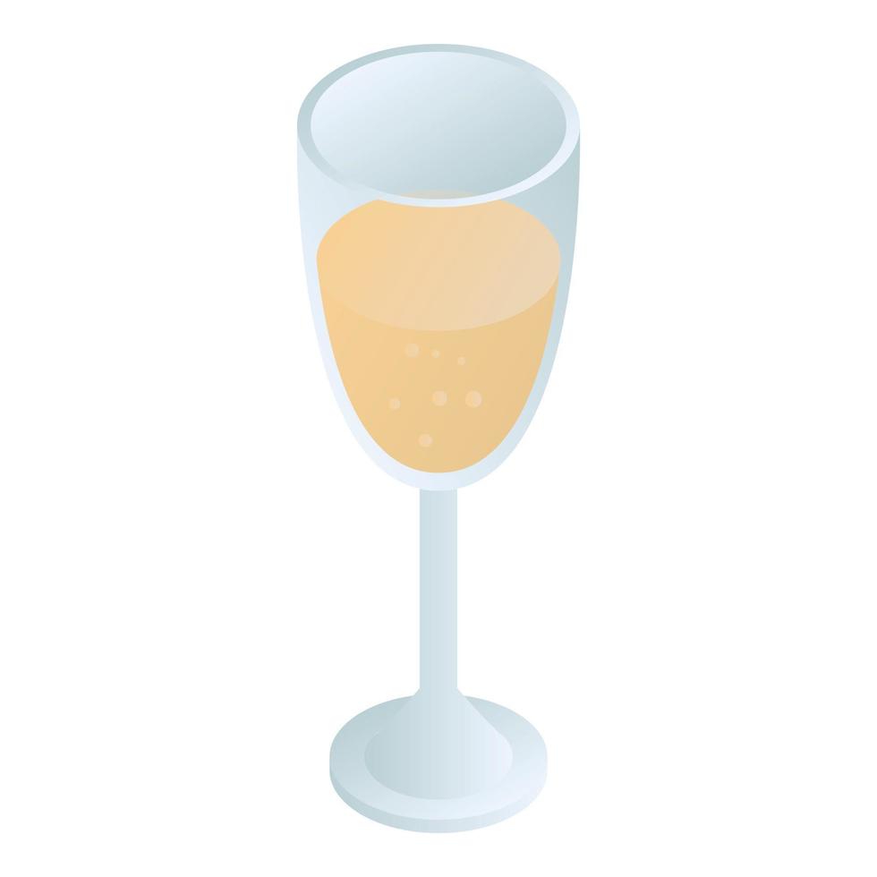 icône de verre de champagne, style isométrique vecteur