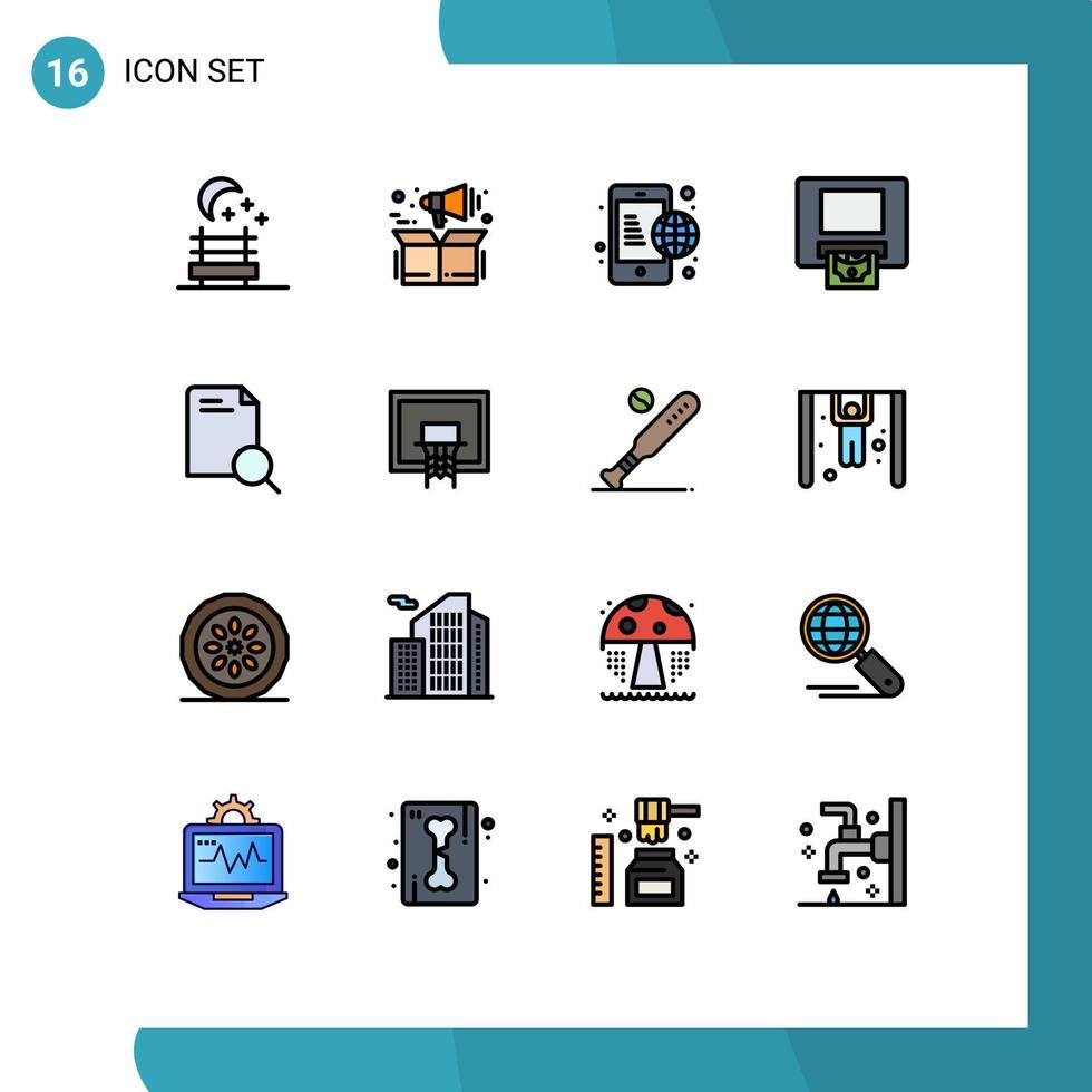 16 icônes créatives signes et symboles modernes du fichier panier recherche globale argent éléments de conception vectoriels créatifs modifiables vecteur