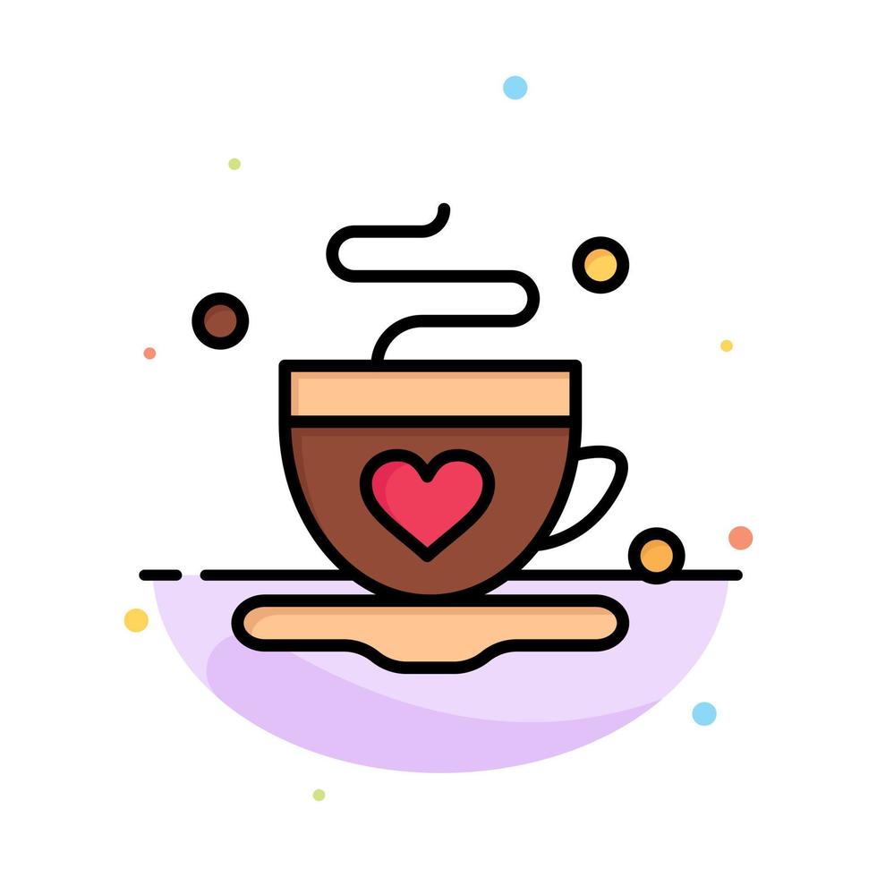 tasse café thé amour abstrait modèle d'icône de couleur plate vecteur