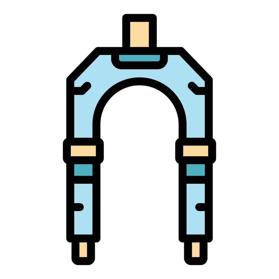 fourche à suspension de réparation de vélos vecteur de contour de couleur d'icône