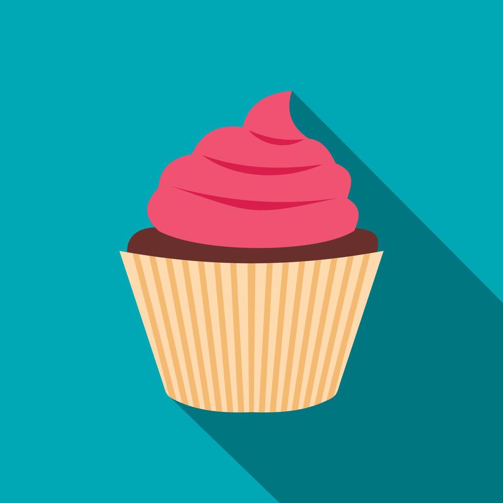 icône de cupcake rose, style plat vecteur
