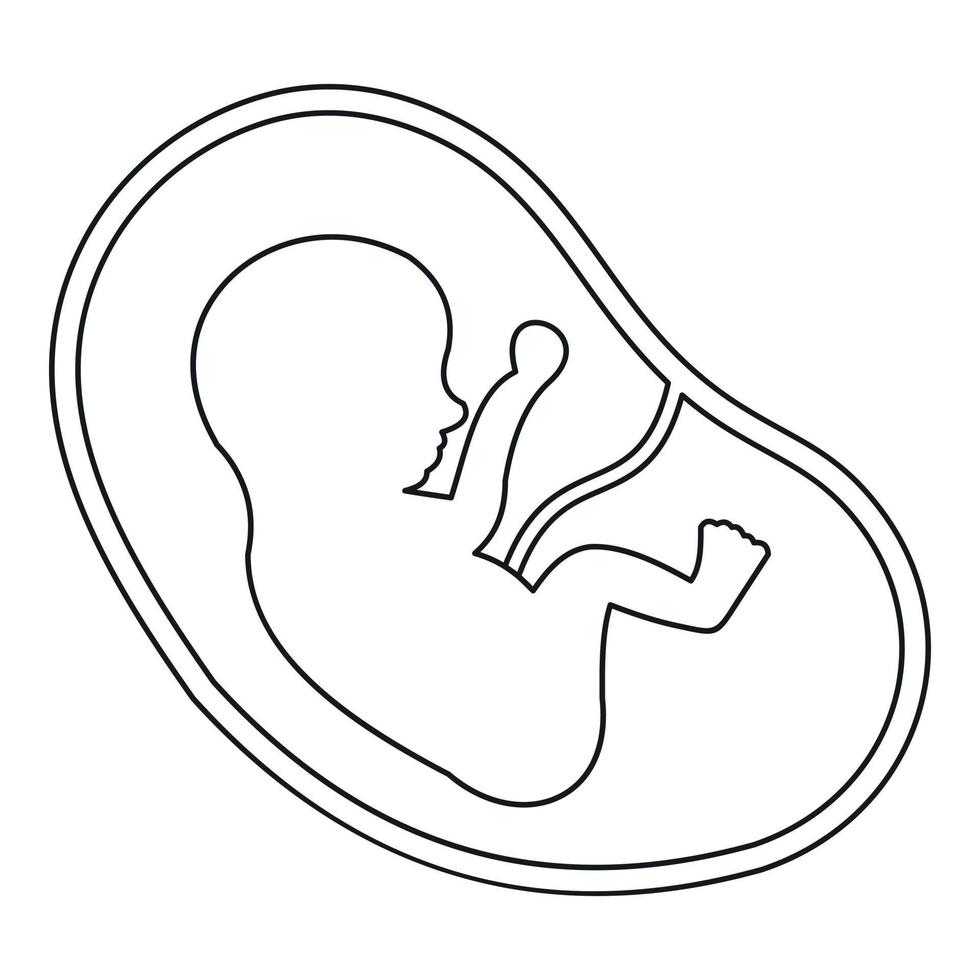 bébé dans l'icône de l'utérus, style de contour vecteur
