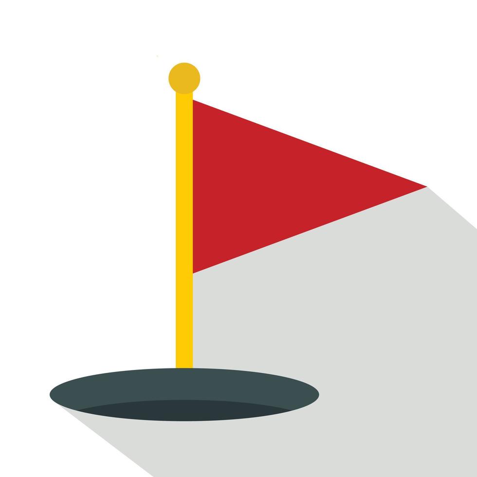 icône de drapeau de golf rouge, style plat vecteur
