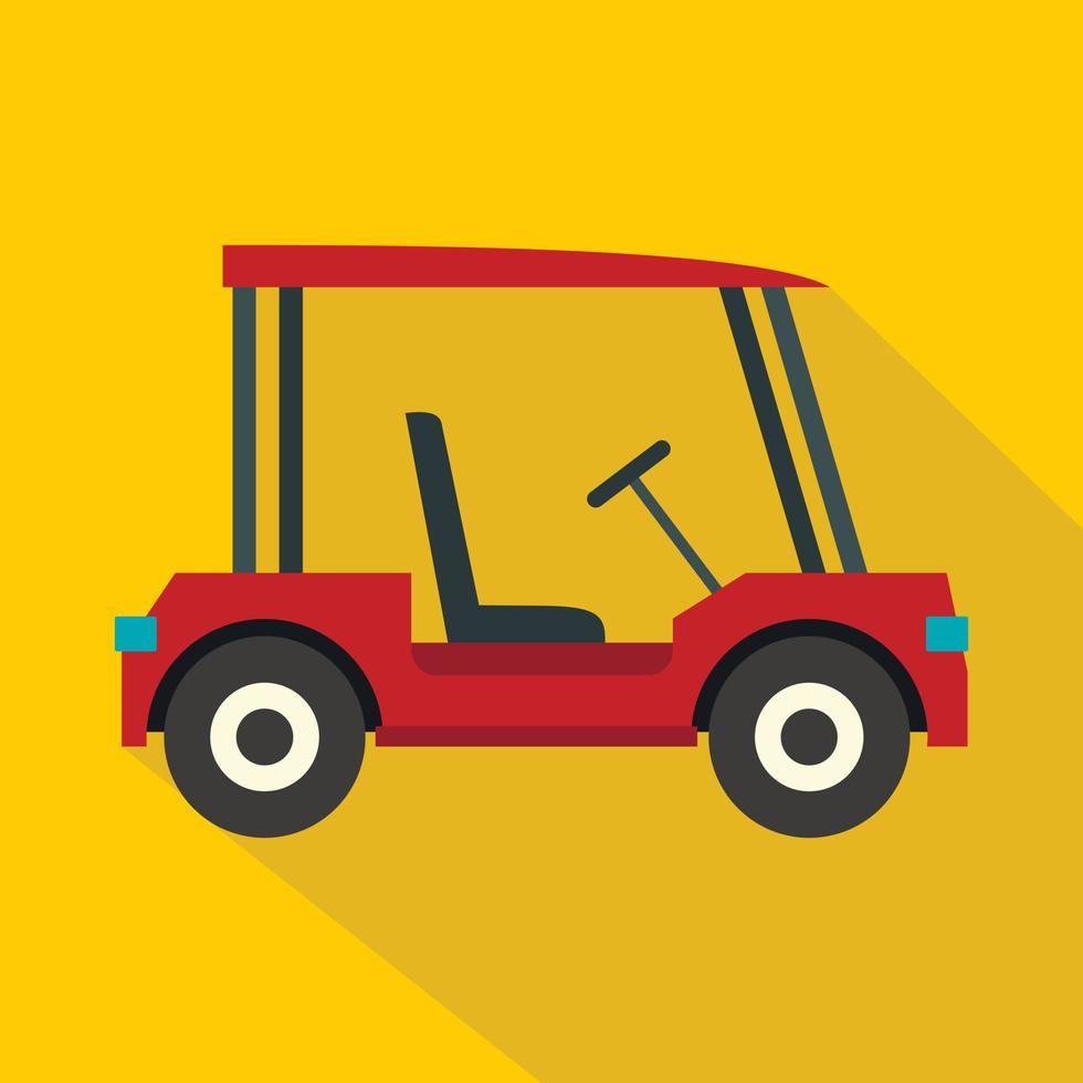 icône de voiturette de golf rouge, style plat vecteur
