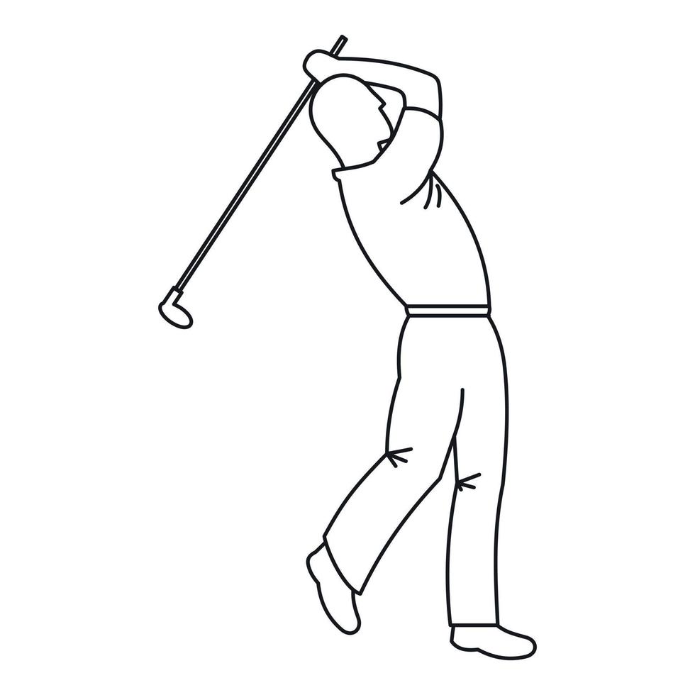 icône de golfeur, style de contour vecteur