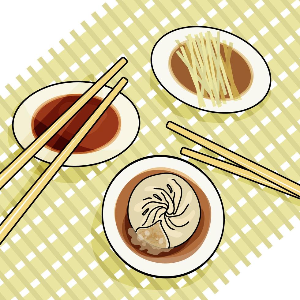 xiao long bao boulettes cuites à la vapeur affiche illustration vectorielle vecteur