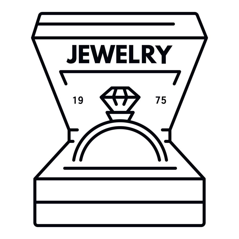 logo de bague de diamant de bijoux, style de contour vecteur