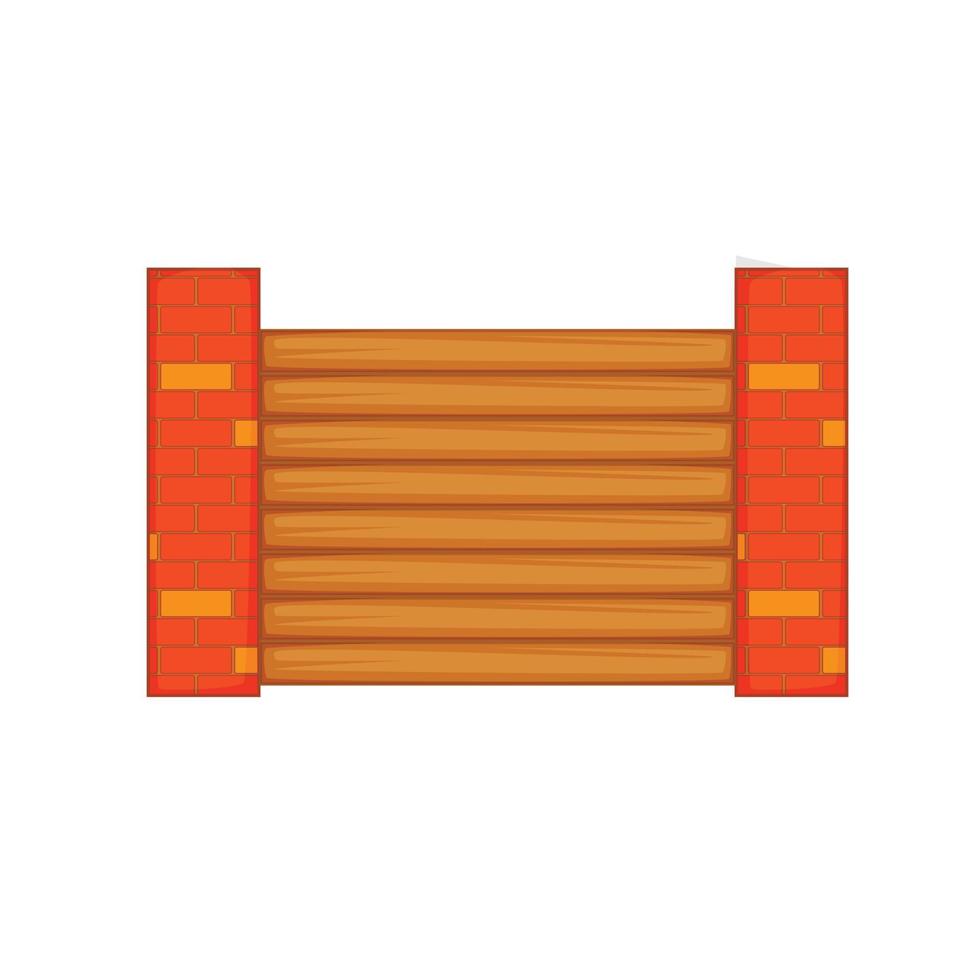 clôture avec icône de piliers de brique, style cartoon vecteur