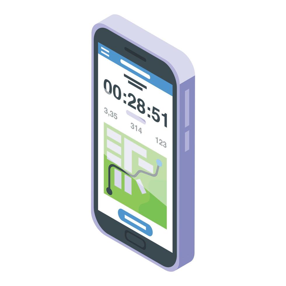 vecteur isométrique d'icône de suivi de smartphone. application de coureur
