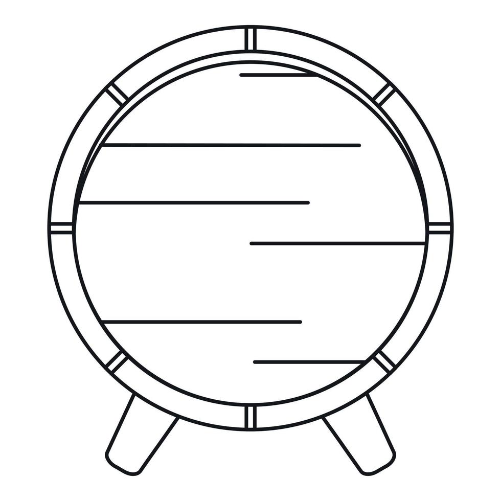 tonneau en bois sur l'icône du rack, style de contour vecteur