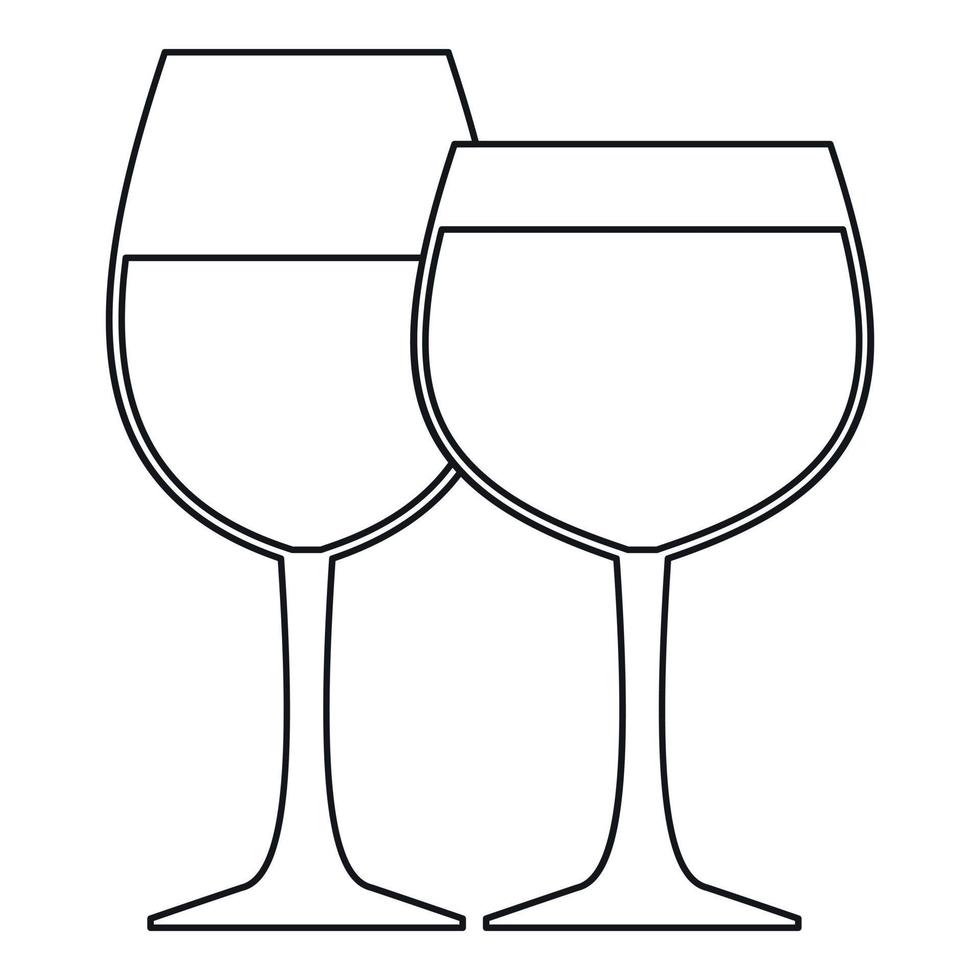 verres d'icône de vin, style de contour vecteur