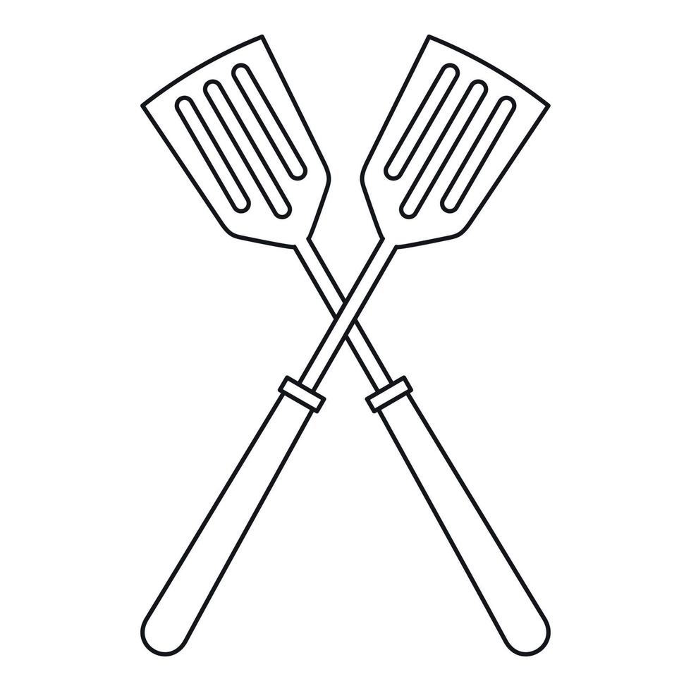 icône de spatules métalliques, style de contour vecteur