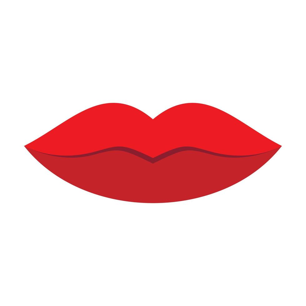 icône de lèvres féminines rouges, style plat vecteur