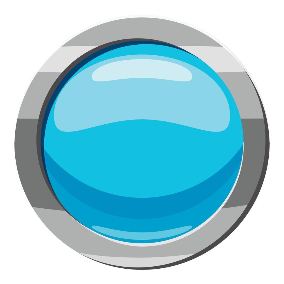 icône de bouton rond bleu, style cartoon vecteur