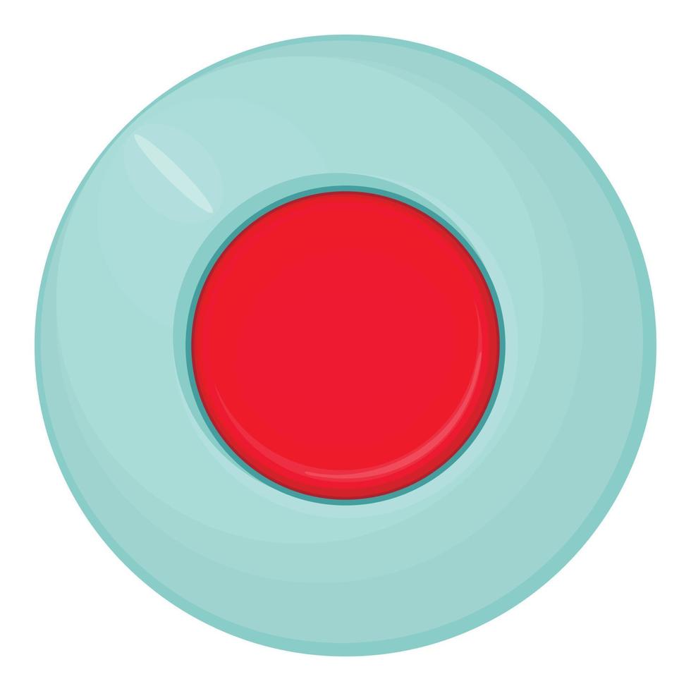 icône de bouton rond rouge, style cartoon vecteur