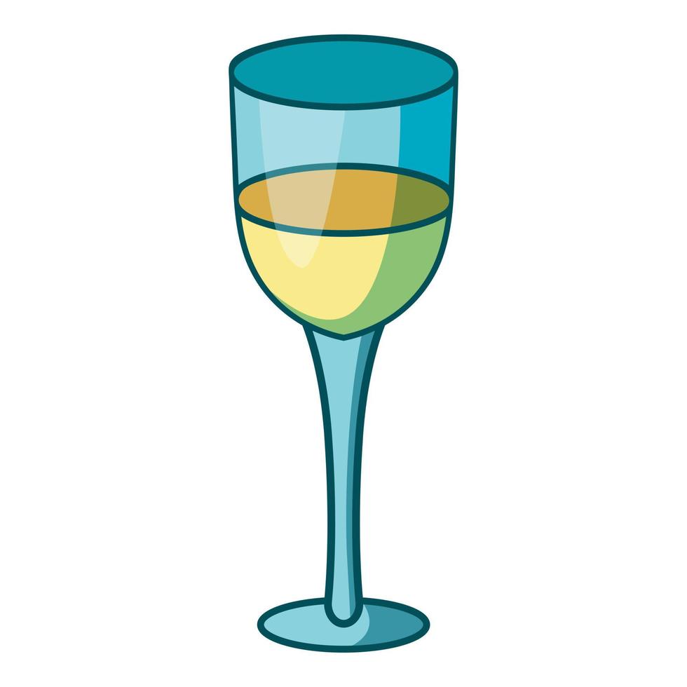 icône de verre de vin blanc, style dessin animé vecteur