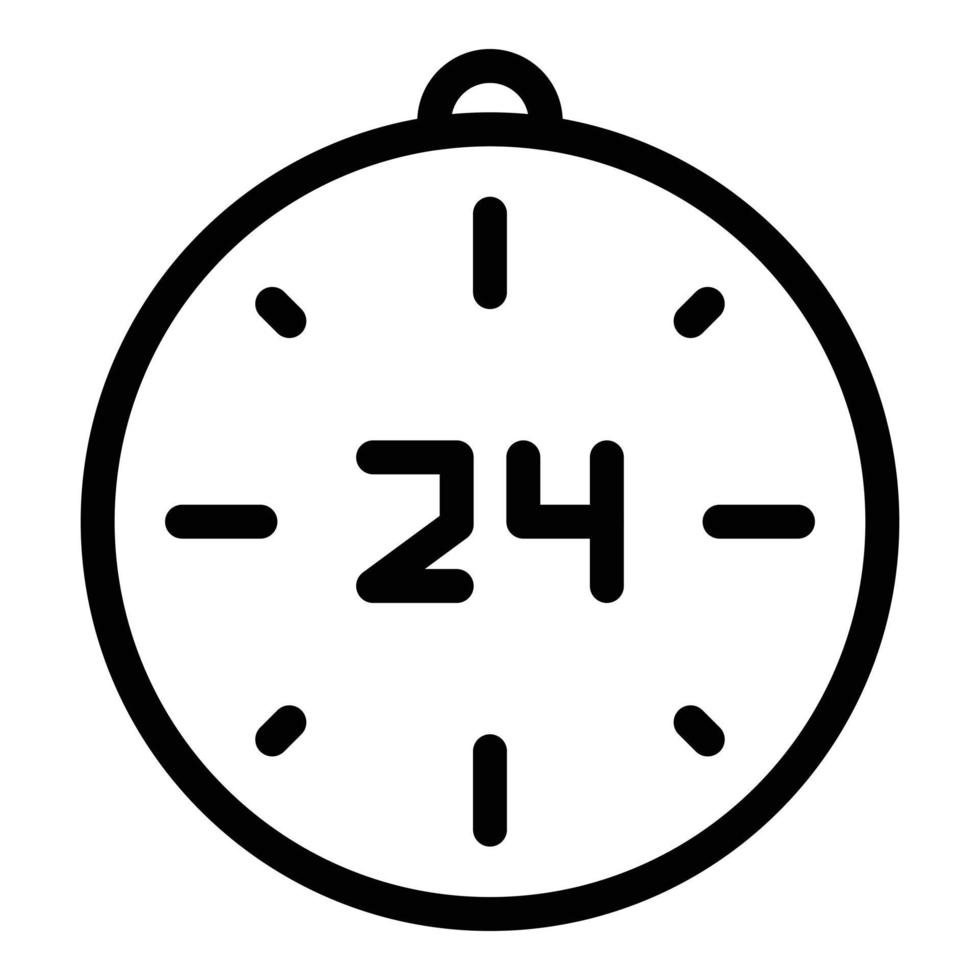 Vecteur de contour d'icône d'horloge de 24 heures. rendez-vous général