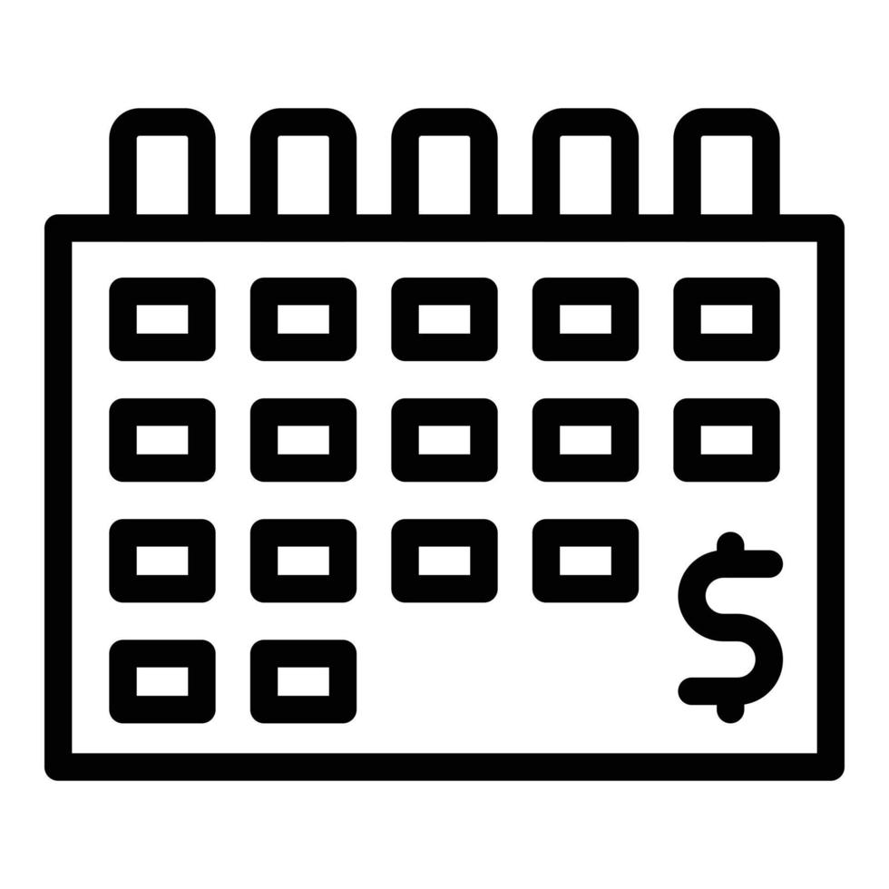 vecteur de contour d'icône de calendrier de paiement. crédit de revenu