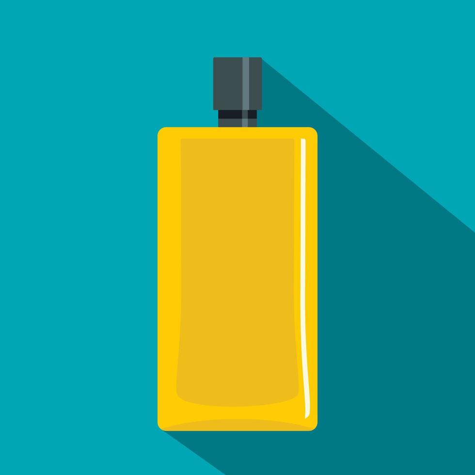 icône de bouteille de parfum jaune, style plat vecteur