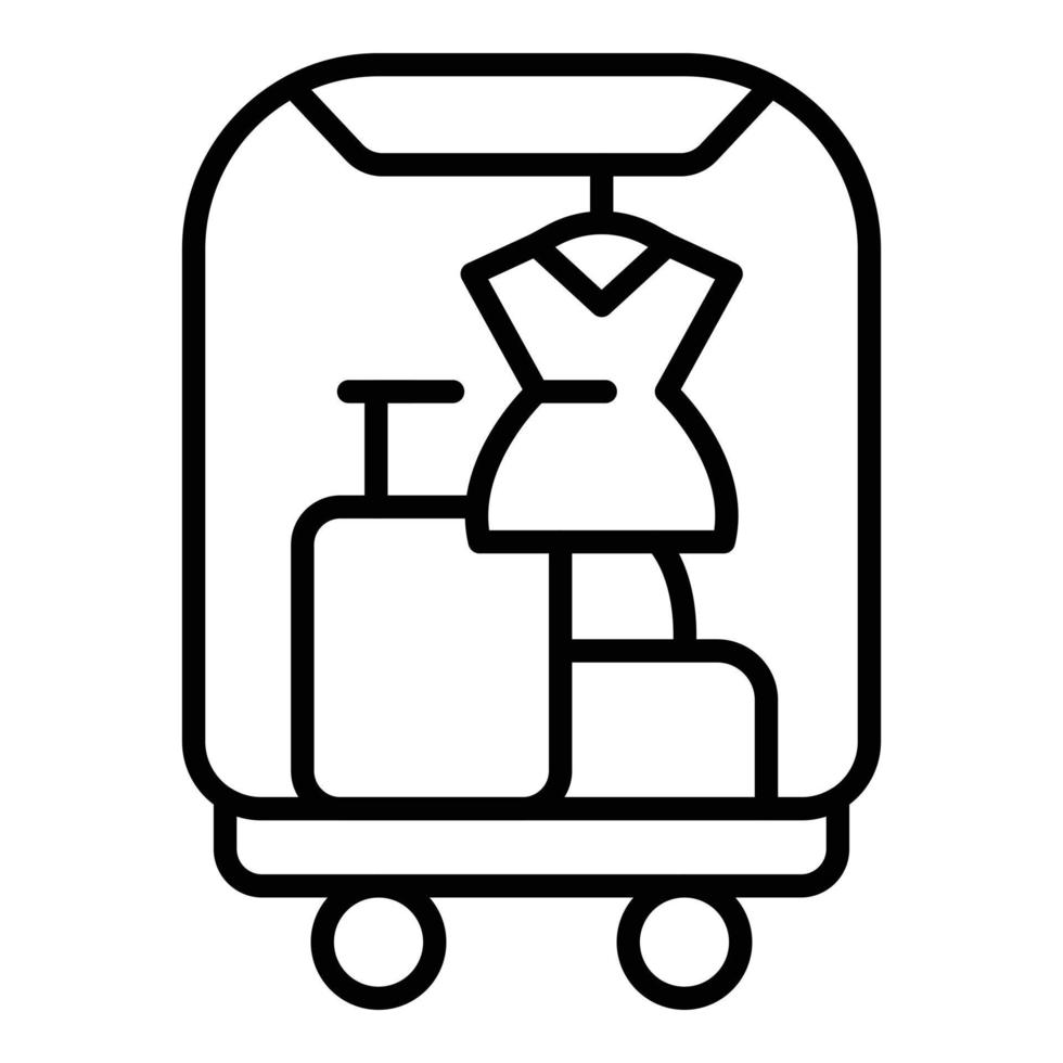 vecteur de contour d'icône de chariot à bagages femme. chariot de valise