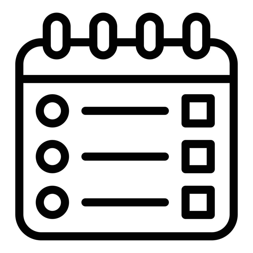 vecteur de contour d'icône de liste de souhaits de calendrier. magasin de listes