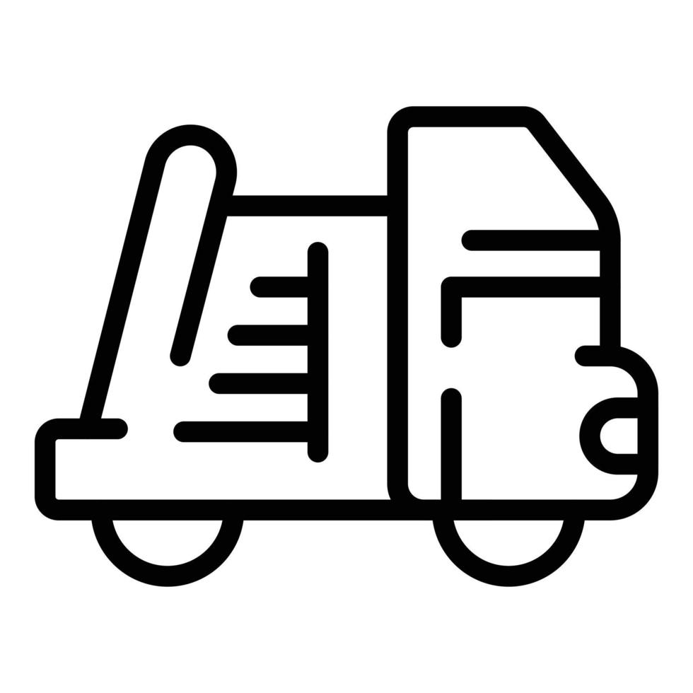 vecteur de contour d'icône de camion à ordures. sac poubelle