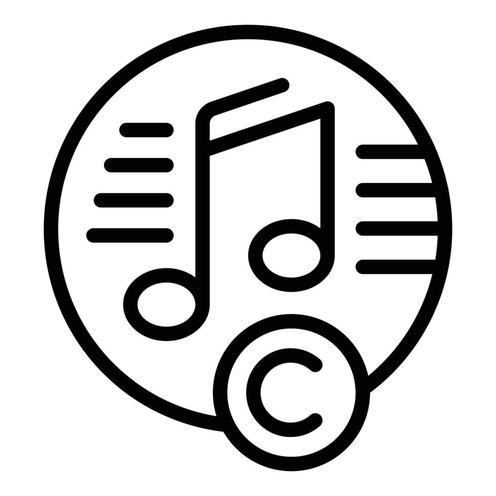 vecteur de contour d'icône de copyright de musique. droit des brevets