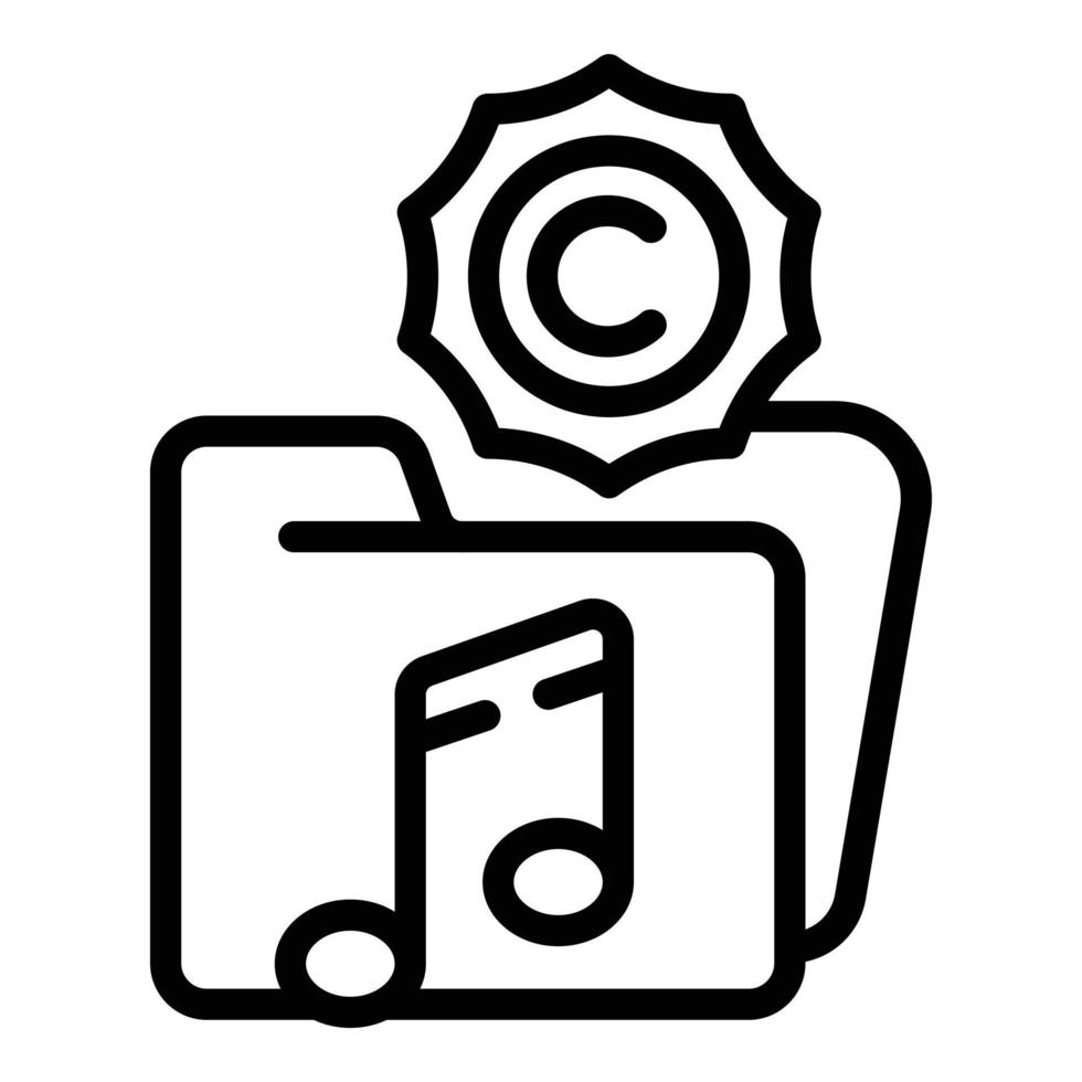 vecteur de contour d'icône de loi de dossier de musique. brevet de droit d'auteur