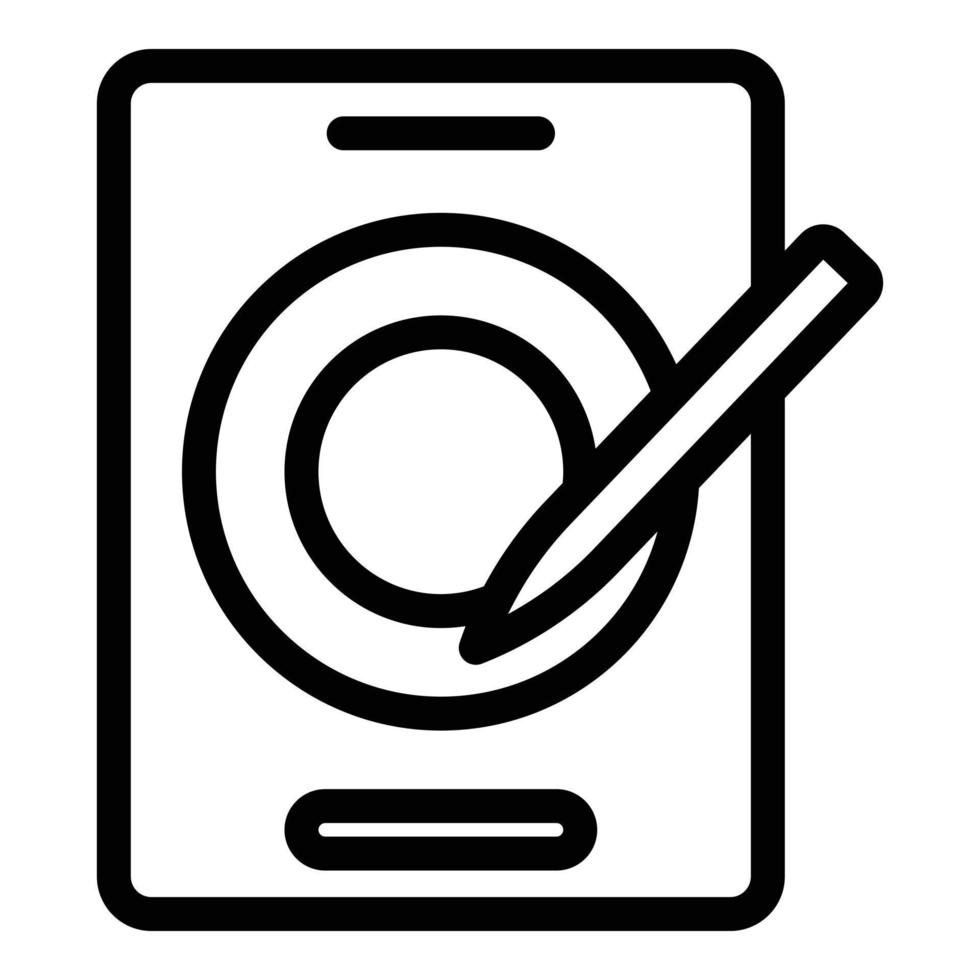 vecteur de contour d'icône de tablette de cercle. stylo numérique