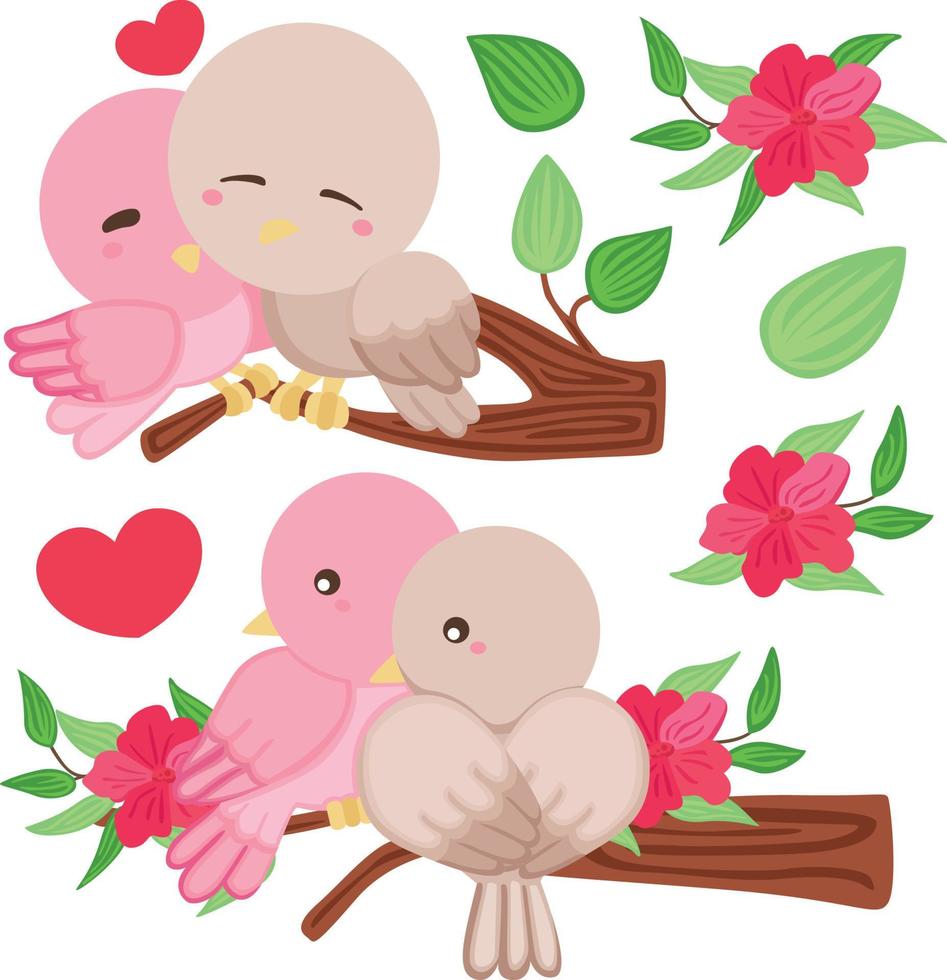 amour oiseau rose saint valentin illustration vecteur clipart