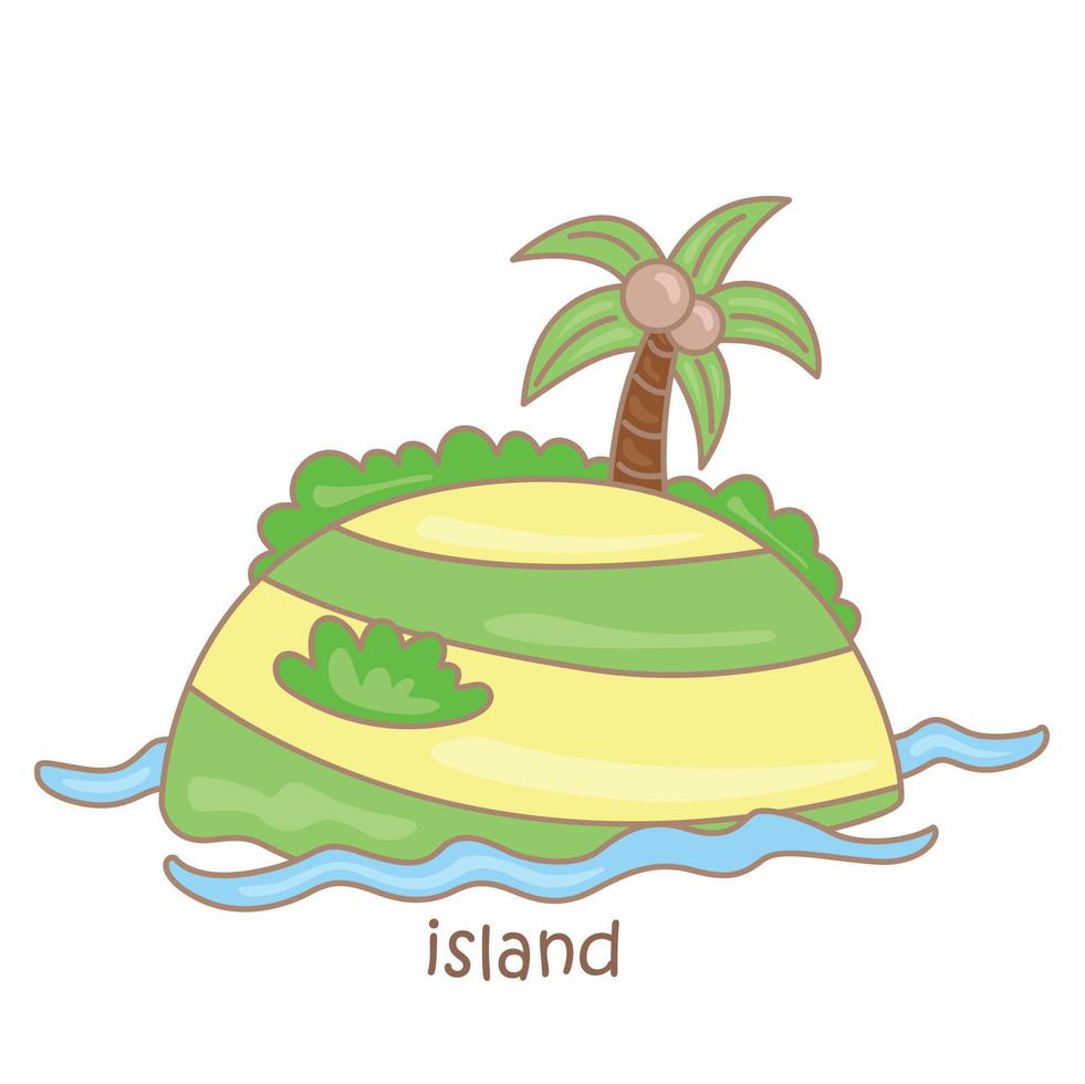 alphabet i pour illustration de vocabulaire de l'île clipart vectoriel